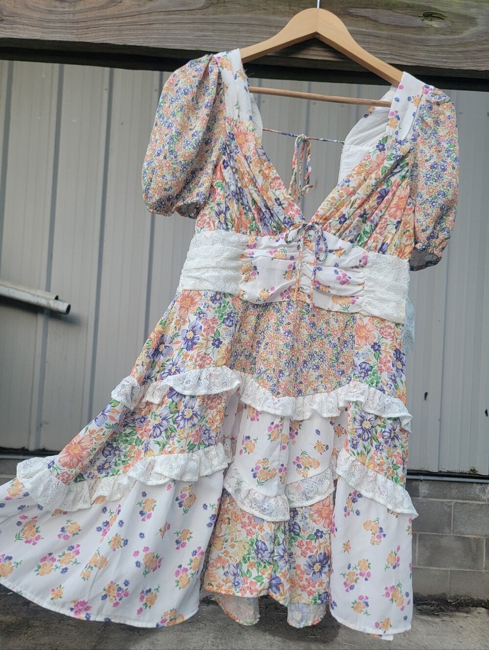 NWT Altar'd State Multicolor Aderny Floral Ruffle Mini Dress Large